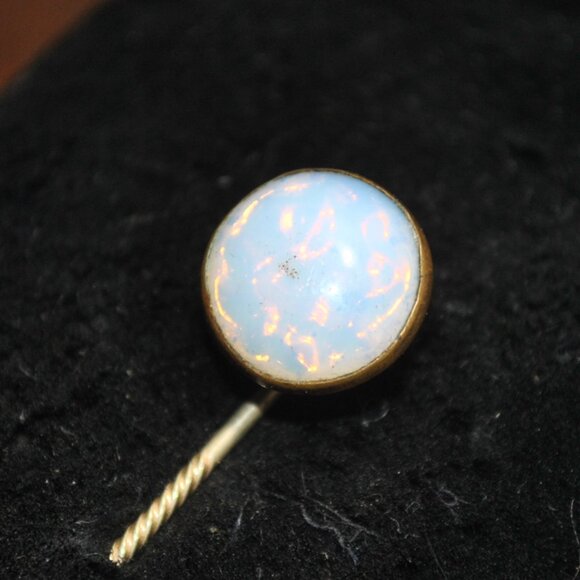 Antique Foil Opal Glass Cabochon Stick / Tie Pin - Picture 3 of 8